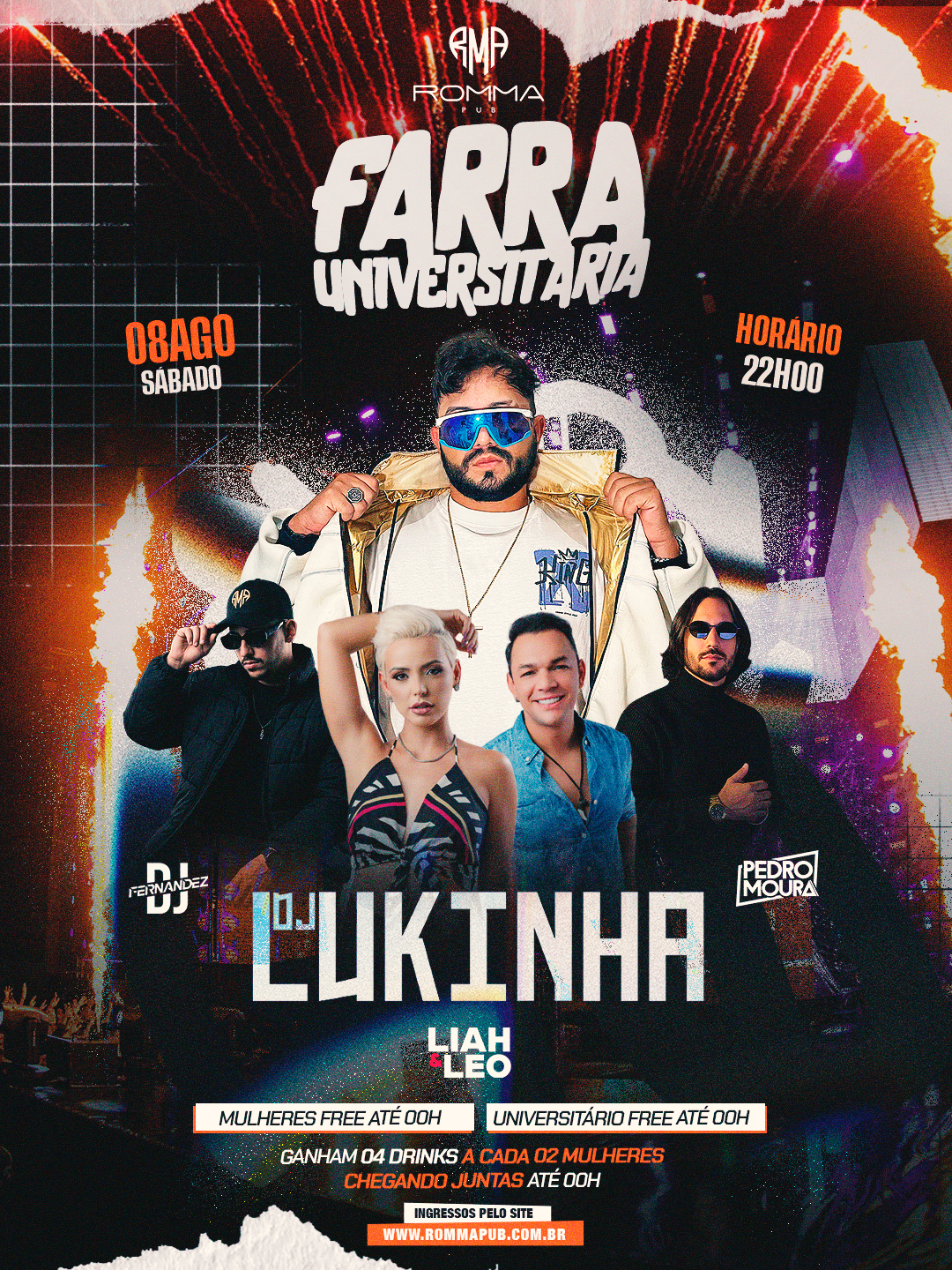 SÁBADO: FARRA UNIVERSITÁRIA c/ LIAH E LÉO + Dj LUKINHAS